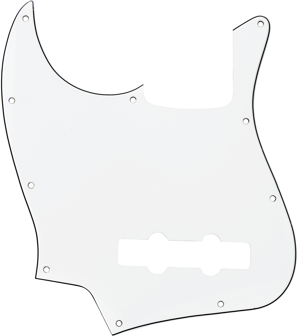 Pickguard, Jazz Bass® (Left-Hand), 10-Hole Mount, White, 1-Ply