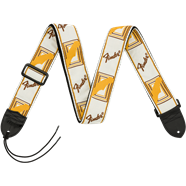 Fender Monogrammed Straps Monogrammed Strap, White/Brown/Yellow, 2"