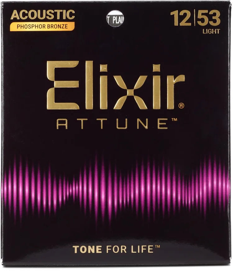 Elixir Strings 21052 Attune Phosphor Bronze Acoustic Guitar Strings - .012-.053 Light