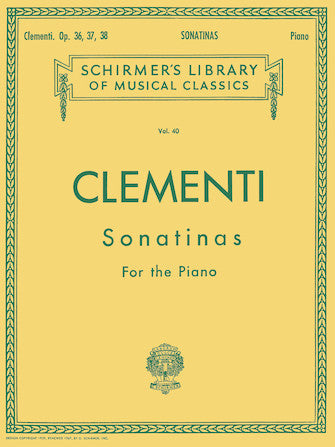 12 Sonatinas, Op. 36, 37, 38 Schirmer Library of Classics Volume 40 Piano Solo Schirmer Library of Classics Softcover
