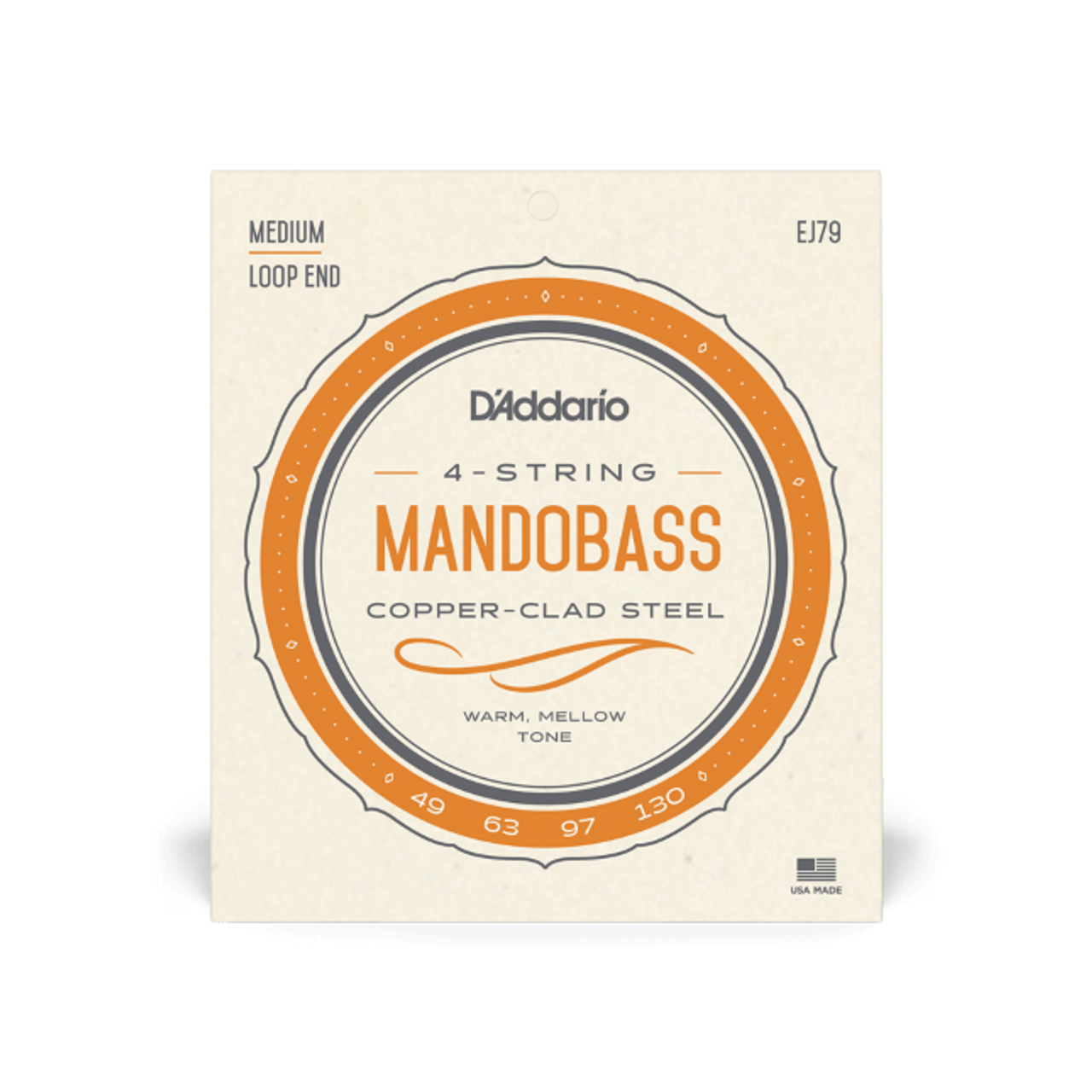 D'Addario Stainless Steel Copper Wound Mandobass Strings; 49-130