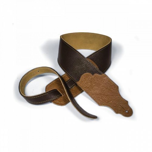 Franklin 3" Chocolate Glove Leather Strap with Tooled Caramel Ends