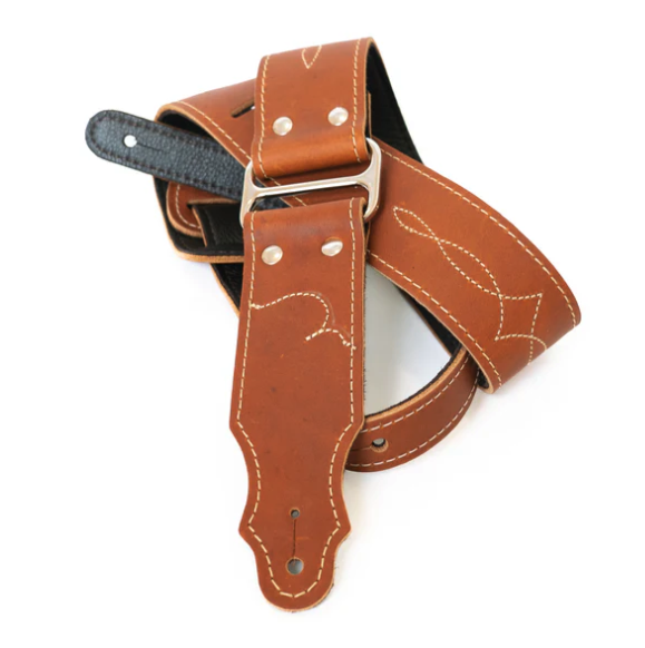 Franklin Leather and Chrome Guitar Strap Carmel