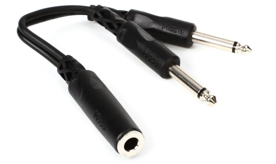 Y Cable 1/4 in TSF to Dual 1/4 in TS