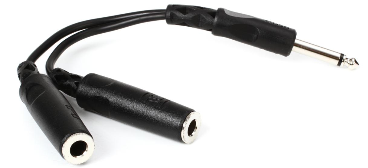 Hosa YPP-111 Y Cable - 1/4 inch TS Male to Dual 1/4 inch TS Female