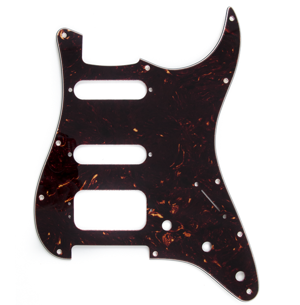 Stratocaster® Pickguard, HSS (3-Screw Mount HB), 11-Hole Mount, Brown Shell, 4-Ply