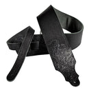 Franklin Tooled Glove Leather Guitar Strap - Black/Black
