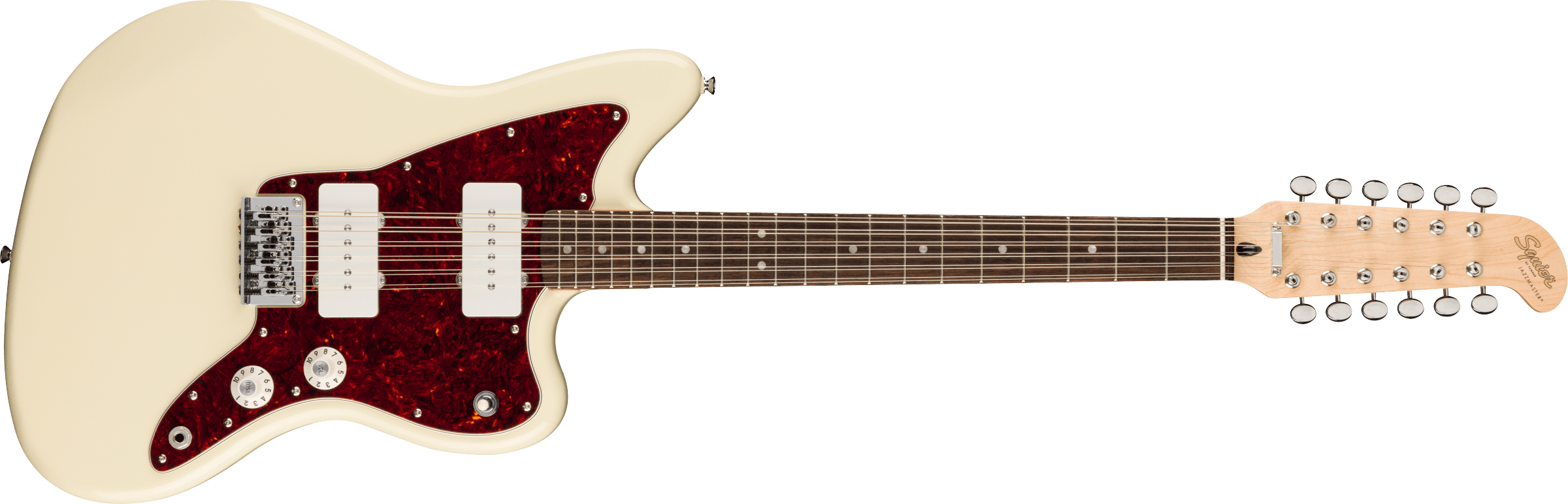 Squier Paranormal Jazzmaster® XII, Laurel Fingerboard, Tortoiseshell Pickguard, Olympic White