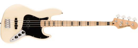 Squier Affinity Series® Active Jazz Bass® Maple Fingerboard, Black Pickguard, Olympic White