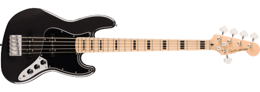 Squier Affinity Series® Active Jazz Bass® V Maple Fingerboard, Black Pickguard, Black Metallic