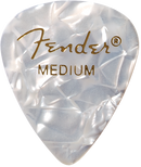 Fender Premium Celluloid 351 Shape Picks, Medium, White Moto, 12-Pack