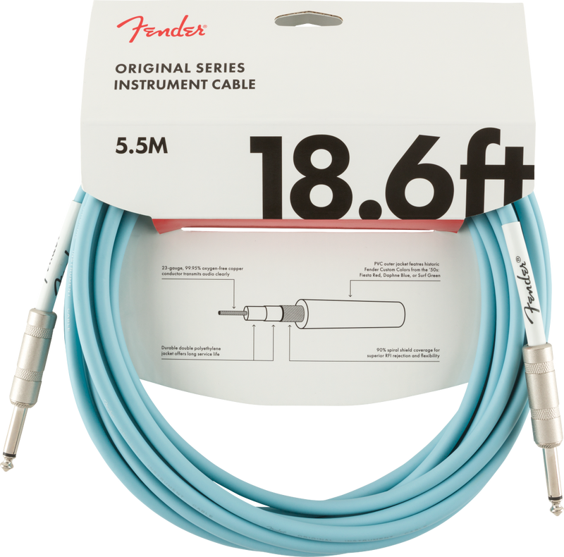 Fender Original Series Instrument Cable, 18.6', Daphne Blue