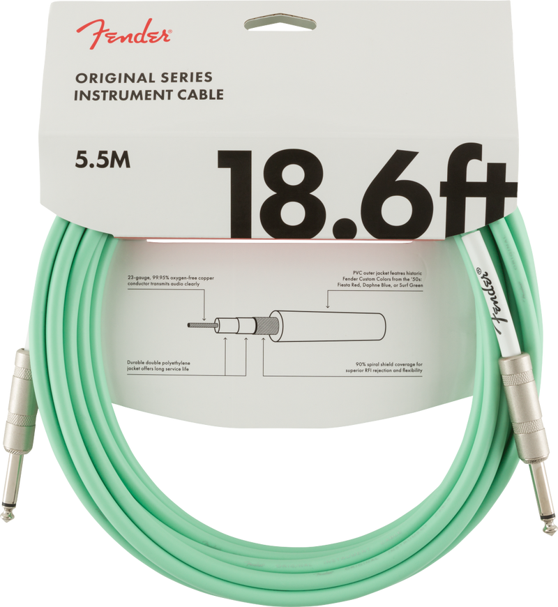 Fender Original Series Instrument Cable, 18.6', Surf Green