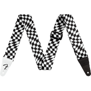 Wavy Checkerboard Polyester Strap, Black/White