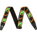Fender Neon Monogrammed Strap Green and Orange, 2"