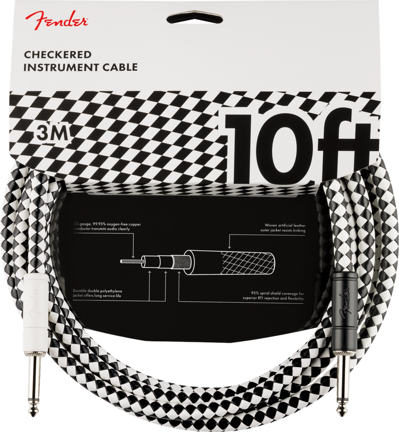 Fender Pro 10' Instrument Cable, Checkerboard