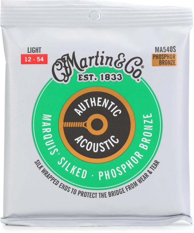 Martin MA540S Authentic Acoustic Marquis Silked 92/8 Phosphor Bronze Guitar Strings - .012-.054 Light