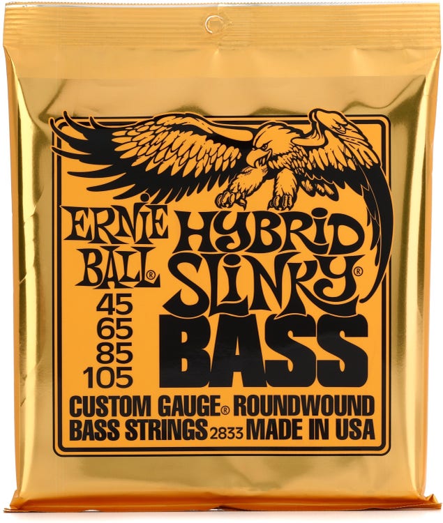 Ernie Ball 2833 Hybrid Slinky Nickel Wound Electric Bass Guitar Strings - .045-.105