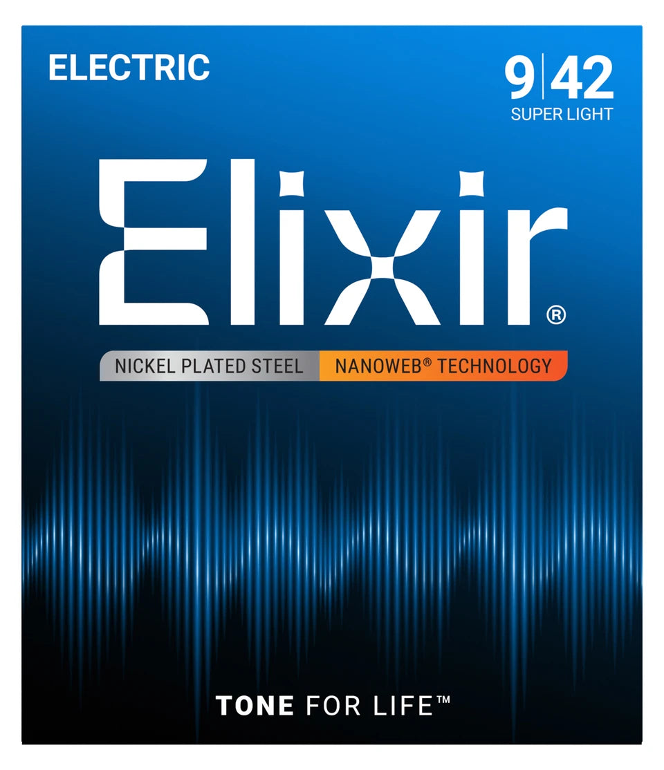 Elixir Strings 12002 Nanoweb Electric Guitar Strings - .009-.042 Super Light
