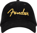 Fender® Gold Spaghetti Logo Corduroy Baseball Hat, Black, One Size