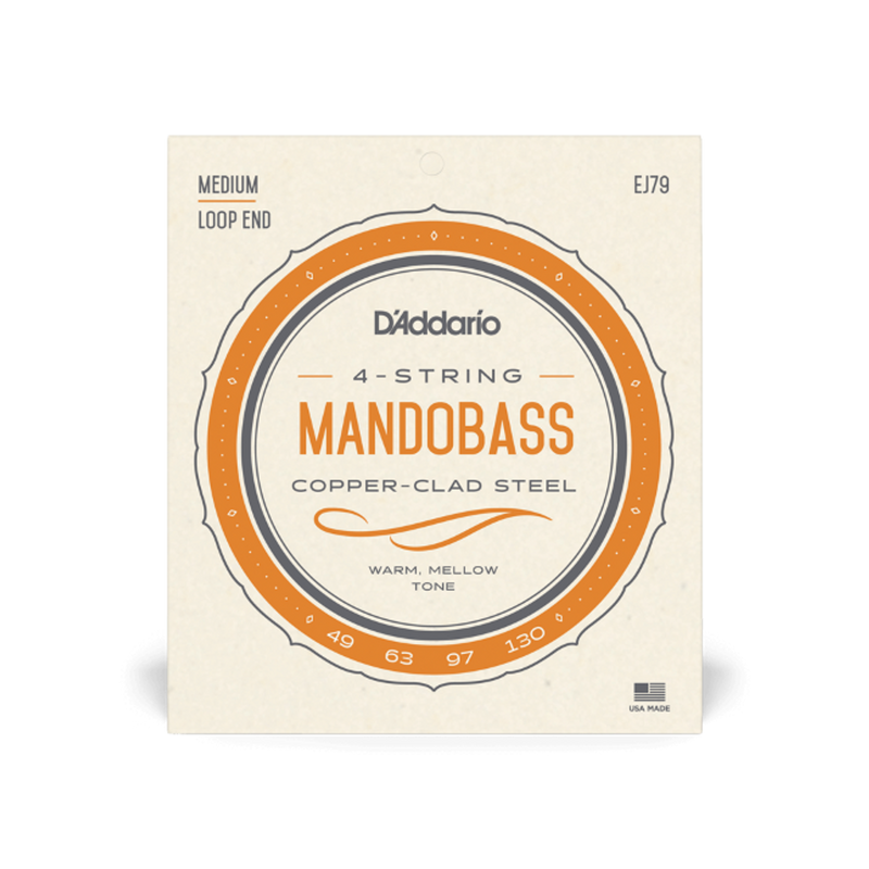 D'Addario Stainless Steel Copper Wound Mandobass Strings; 49-130