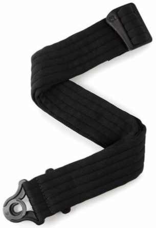 D'ADDARIO 50MM AUTO LOCK GUITAR STRAP - BLACK PADDED STRIPES