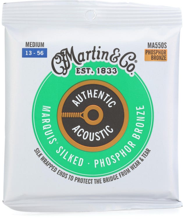 Martin MA550S Authentic Acoustic Marquis Silked 92/8 Phosphor Bronze Guitar Strings - .013-.056 Medium