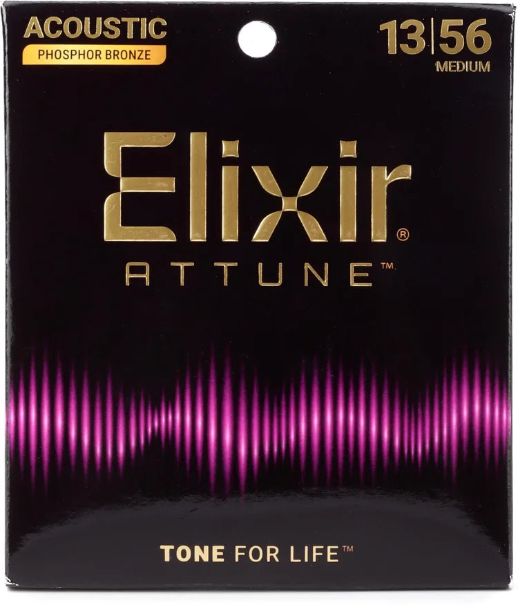 Elixir Strings 21102 Attune Phosphor Bronze Acoustic Guitar Strings - .013-.056 Medium