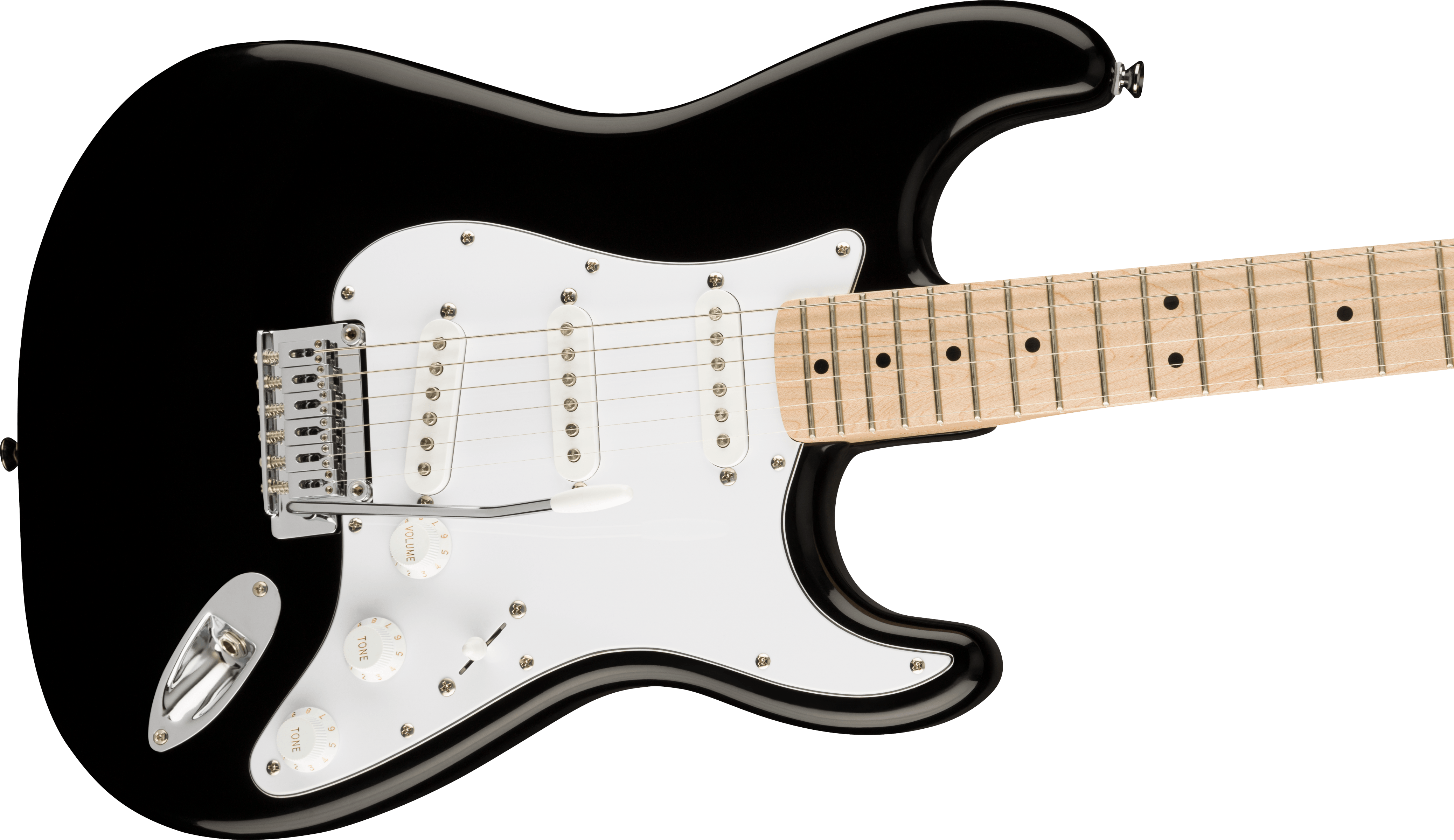 Squier  Affinity Series™ Stratocaster®, Maple Fingerboard, White Pickguard, Black