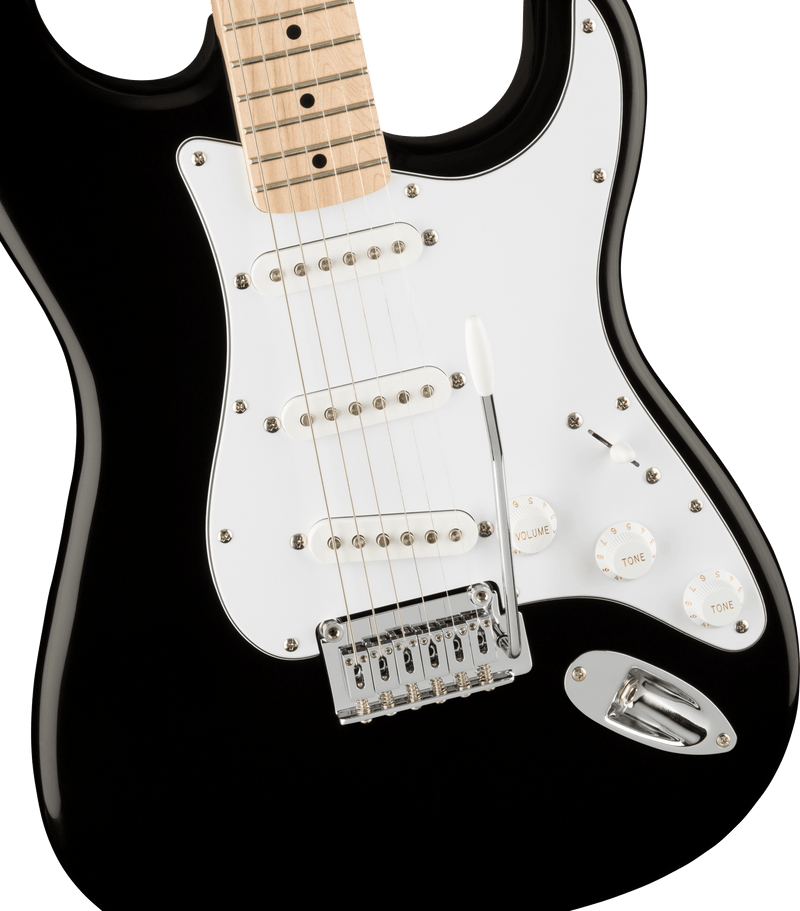 Squier  Affinity Series™ Stratocaster®, Maple Fingerboard, White Pickguard, Black
