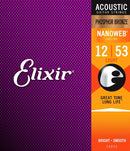 Elixir Strings 16052 Nanoweb Phosphor Bronze Acoustic Guitar Strings - .012-.053 Light