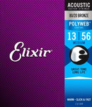Elixir Strings 11100 Polyweb 80/20 Bronze Acoustic Guitar Strings - .013-.056 Medium