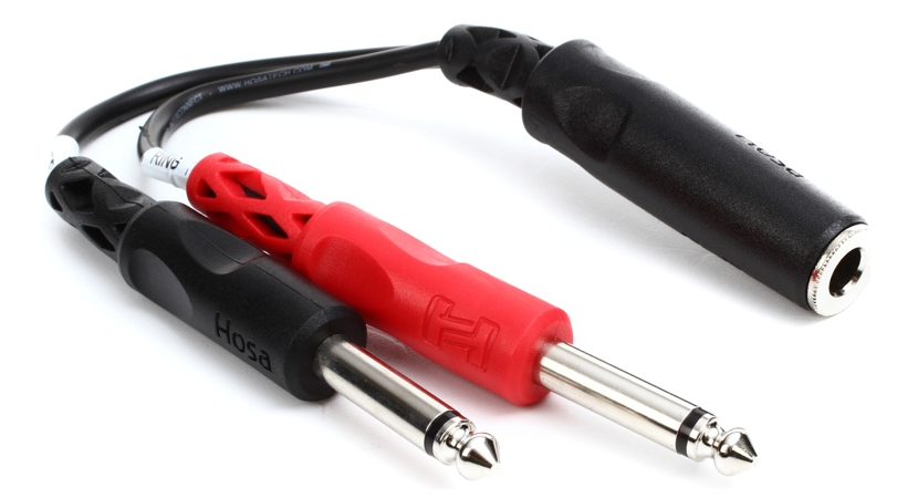 Hosa YPP-136 Stereo Breakout Cable - 1/4 inch TRS Female to Left and Right 1/4 inch TS Male