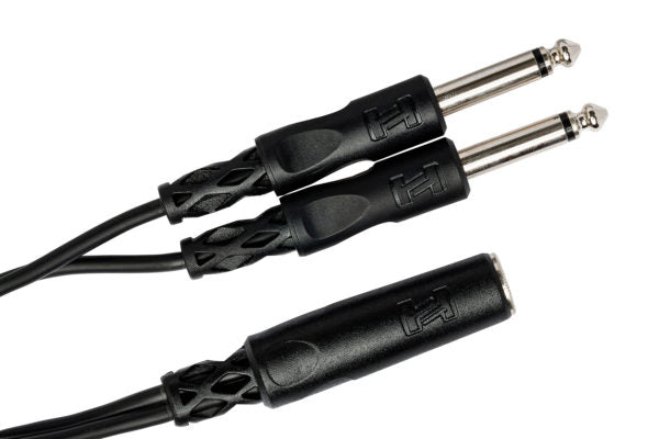 Y Cable 1/4 in TSF to Dual 1/4 in TS